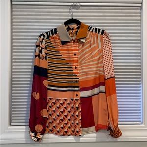 Tory Burch Silk Button Down Blouse Size 2